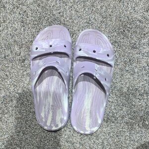 CROCS Lavender/white Slide Sandals